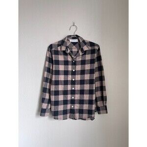 IRO Jeans Men's Donella Plaid Flannel Long Sleeve Shirt in Beige/Black Size XS